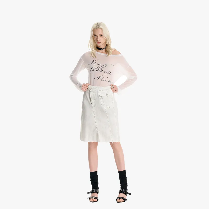 IMXS Denim Short Skirts Women's White-5
