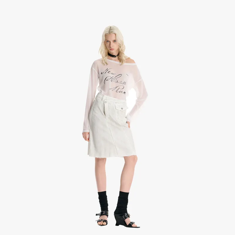 IMXS Denim Short Skirts Women's White-6