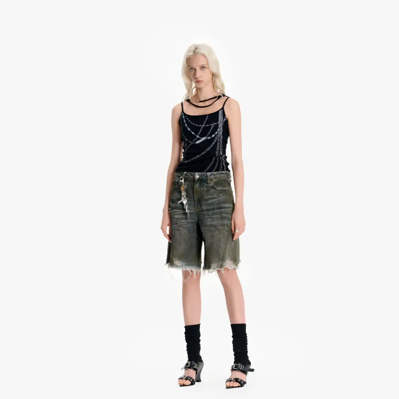 IMXS Denim Shorts Women's Mud Blue-5