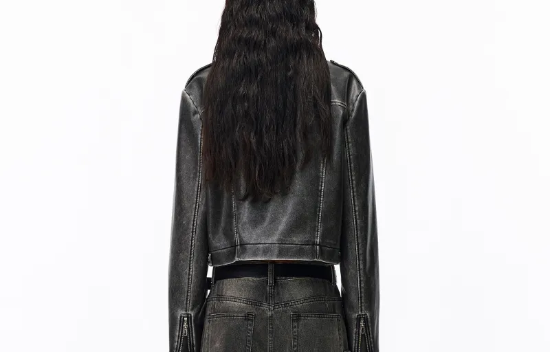 IMXS Leather Jacket Coat Women's Black-1
