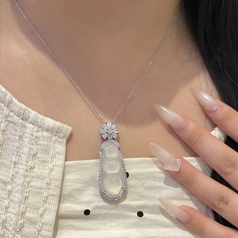 MOONS FAME Chalcedony Jade Necklaces Women's-2