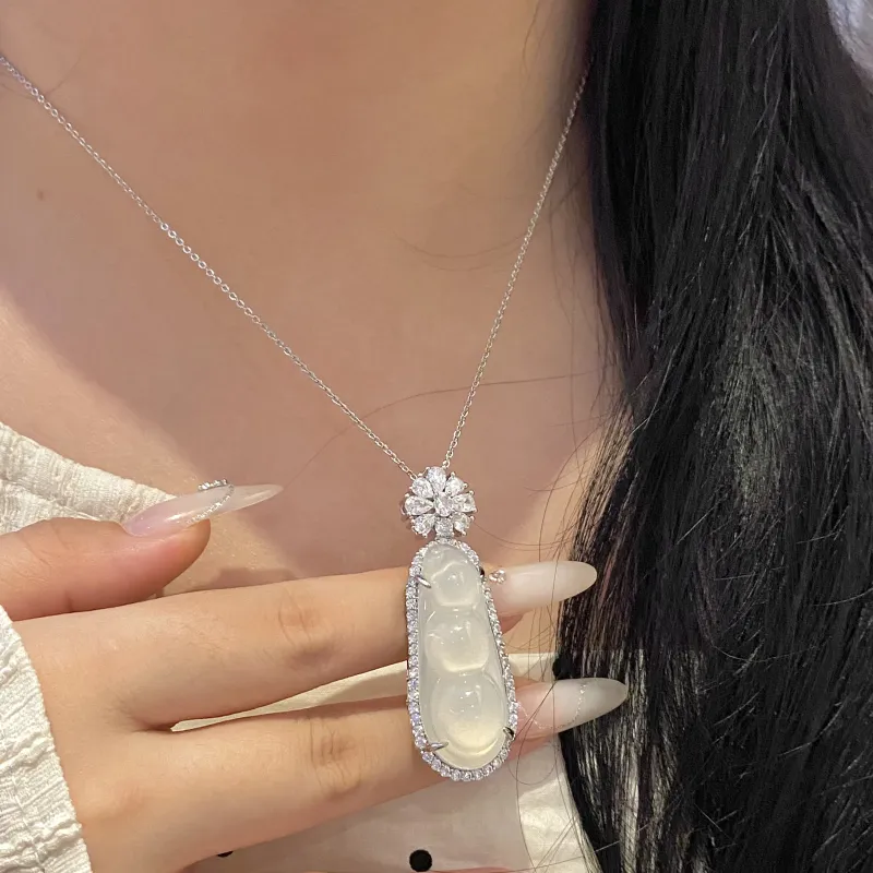 MOONS FAME Chalcedony Jade Necklaces Women's-3