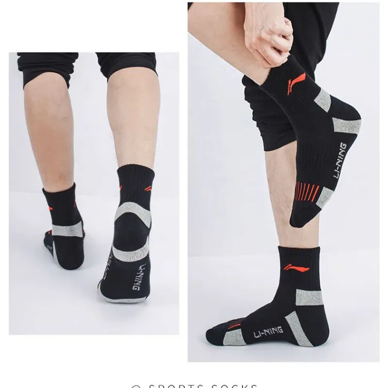 LiNing Mid Calf Socks Unisex 3 Pack-1