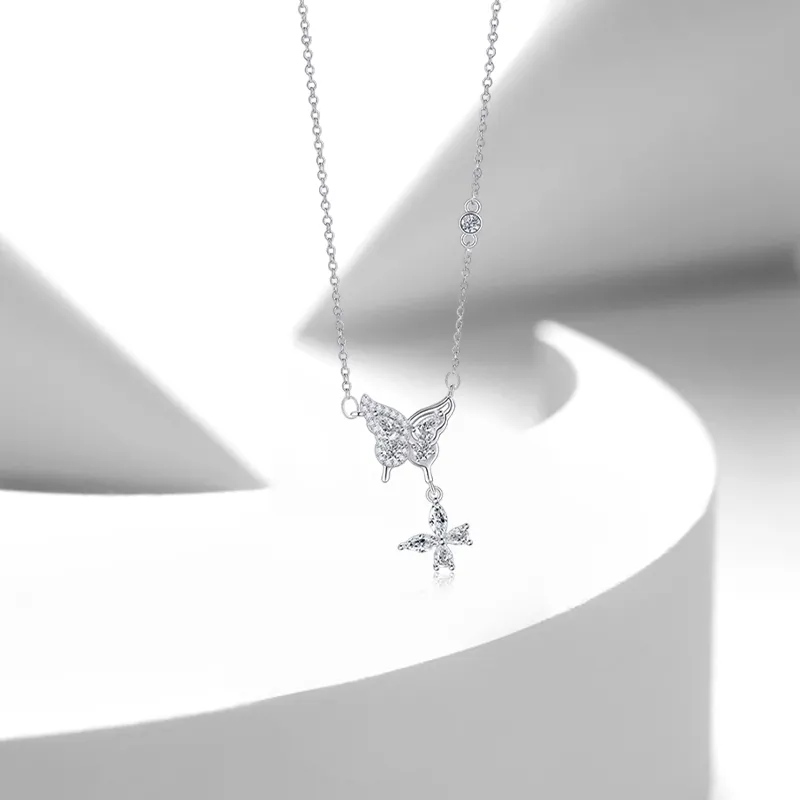 WANLIACC Alloy Double Butterfly Necklace Women's-2