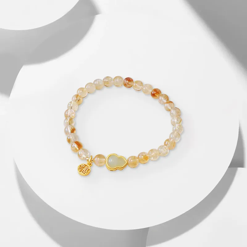 WANLIACC Crystal Fortune And Wealth Fu Character Beaded Bracelet Women's-1