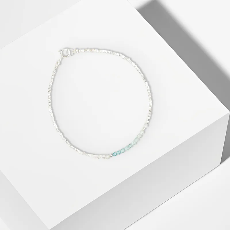 WANLIACC S925 Silver Sterling Silver Sea Blue Bracelet Women's-1