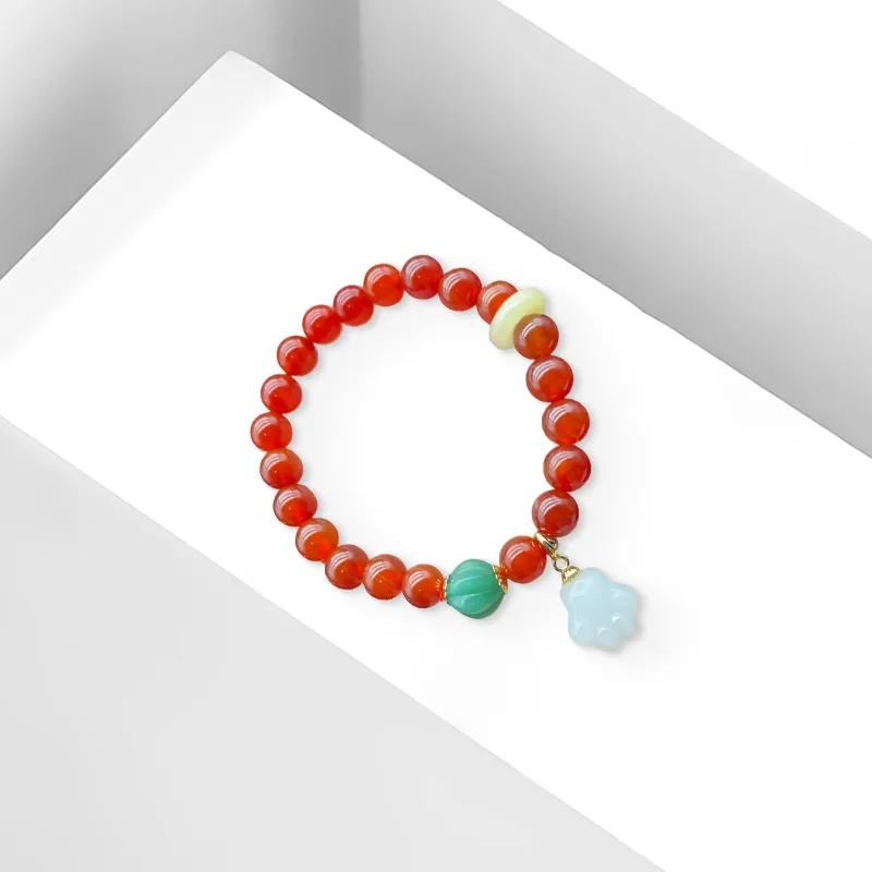 WANLIACC Colored Glaze Cat Paw Beaded Bracelet Women's-1