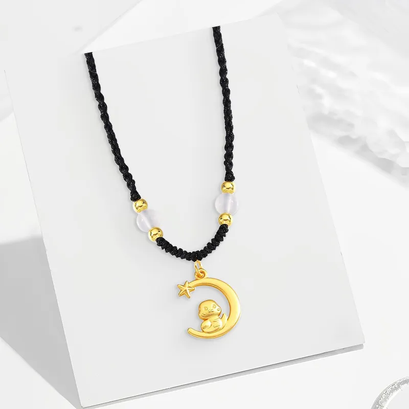 WANLIACC Alloy Moon Snake Necklace Women's-1
