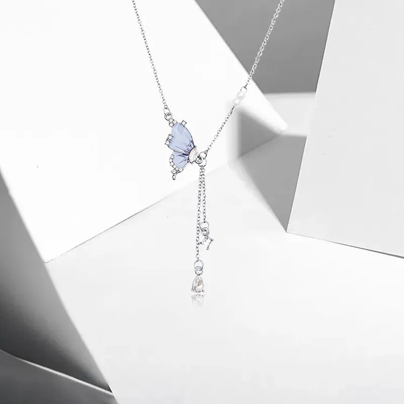 WANLIACC Alloy Misty Rain Dream Butterfly Necklace Women's-2