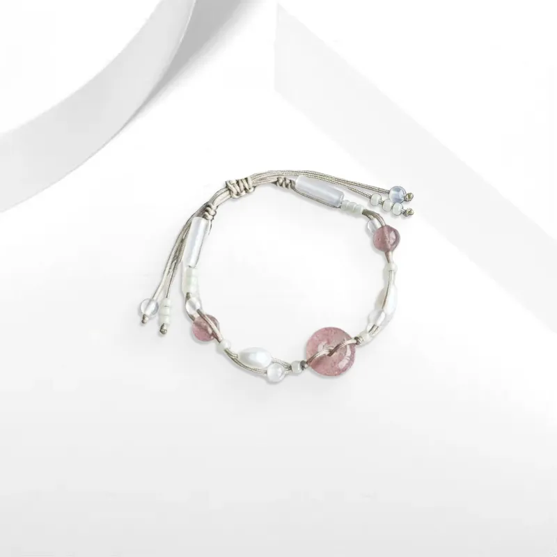 WANLIACC Fabric Peace Buckle Beaded Bracelet Women's-2