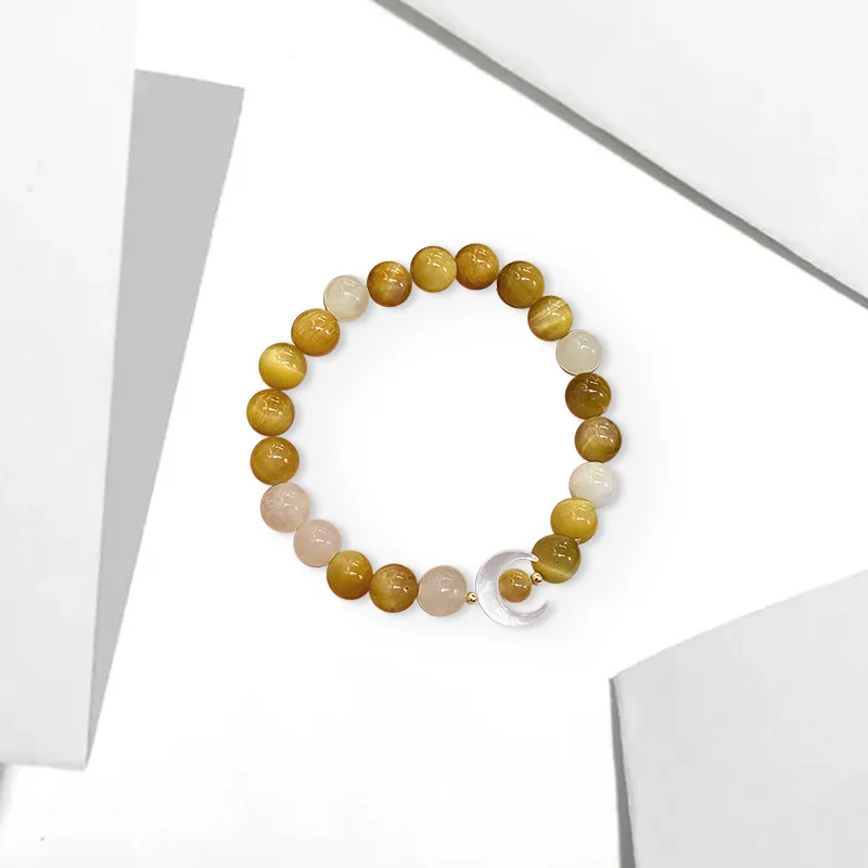 WANLIACC Tiger's Eye Stone Crescent Tiger's Eye Stone Bracelet Women's-1