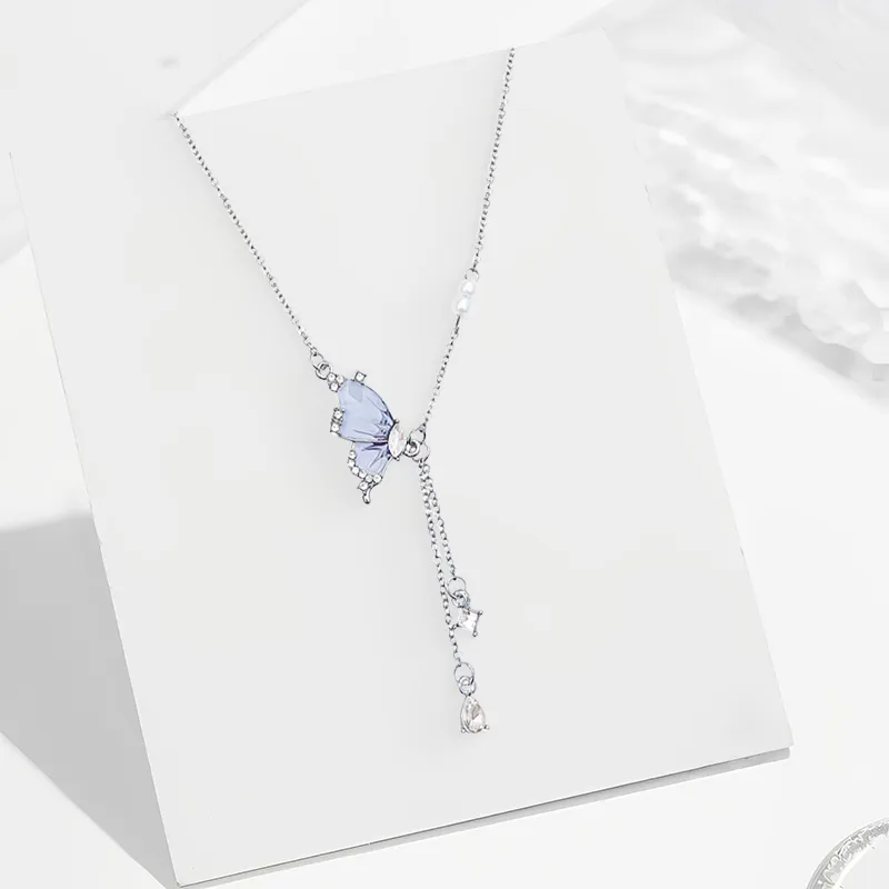 WANLIACC Alloy Misty Rain Dream Butterfly Necklace Women's-1