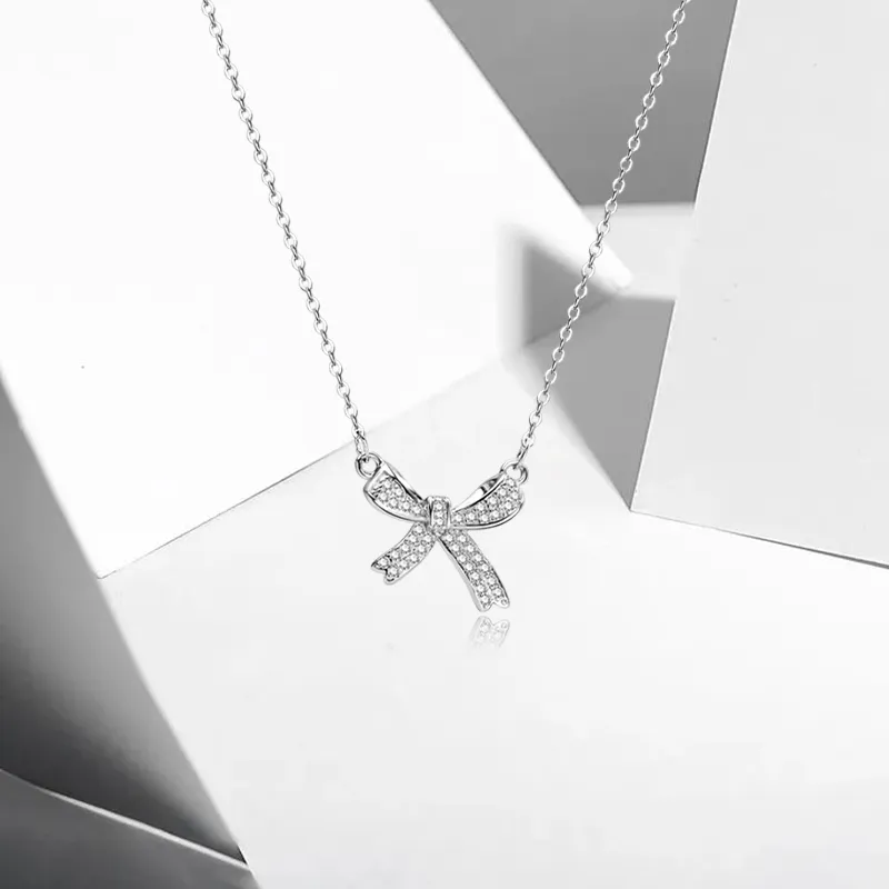 WANLIACC Alloy Radiant Bowknot Necklace Women's-2