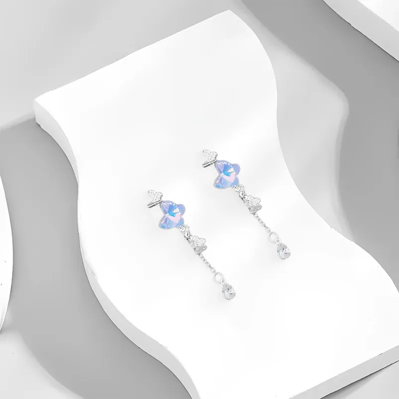 WANLIACC Alloy Iridescent Butterfly Stud Earrings Women's-2