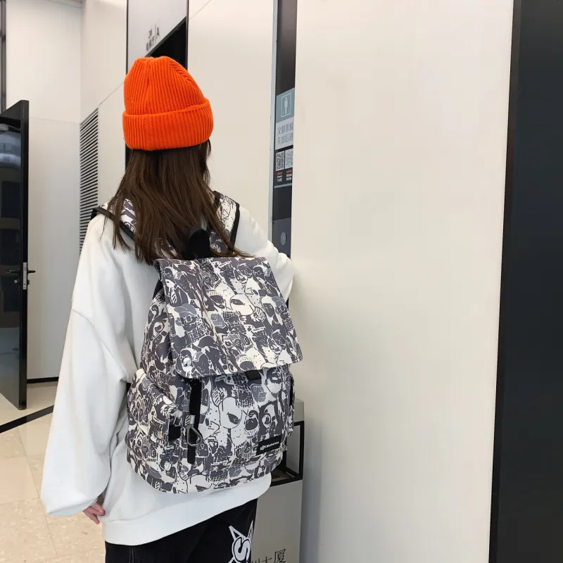 KINGSONS Nylon Backpack Gray/Black/Green-2