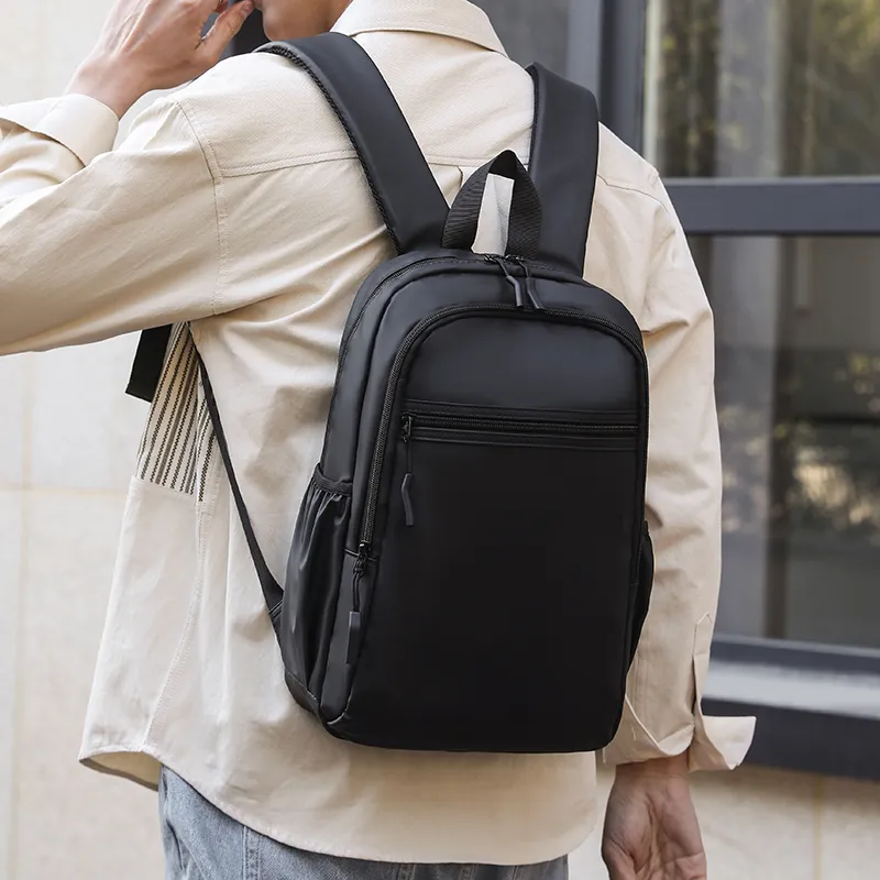 KINGSONS PU Backpack Men's Gray/Black/Green-13