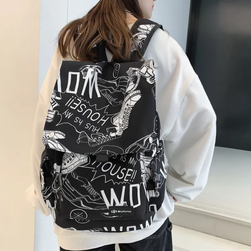 KINGSONS Nylon Backpack Gray/Black/Green-4