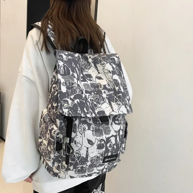 KINGSONS Nylon Backpack Gray/Black/Green-1