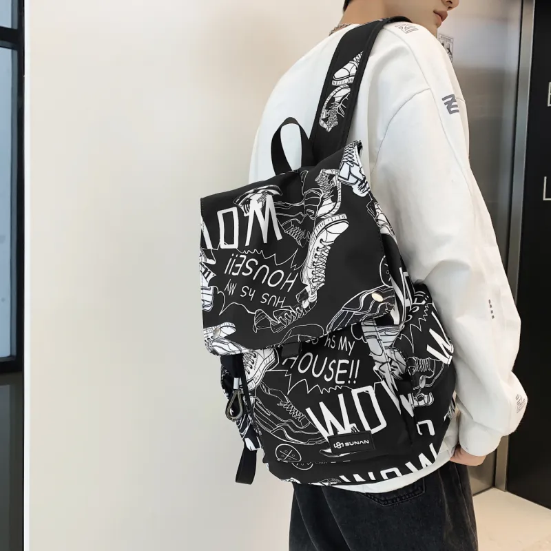 KINGSONS Nylon Backpack Gray/Black/Green-5