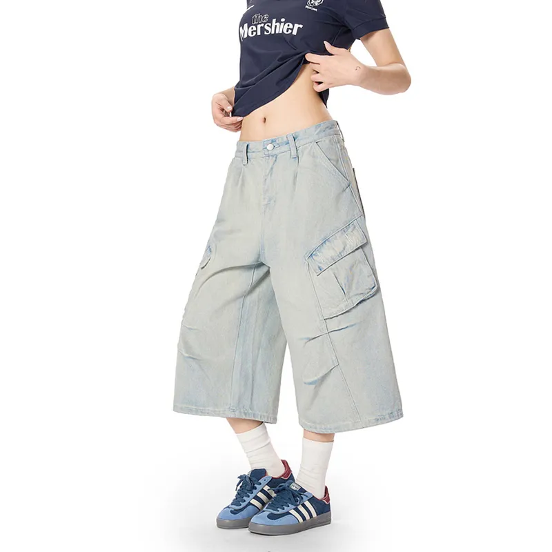 COOLALPACA Denim Shorts Unisex Blue-3