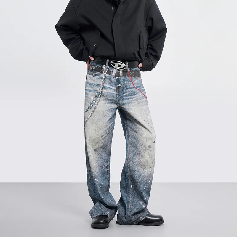 COOLALPACA Jeans Unisex Dirty Dyed Blue-2