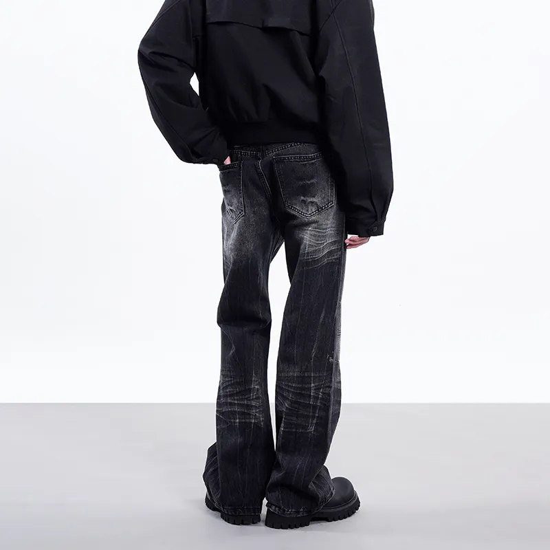 COOLALPACA Loose Fit Straight Fit Jeans Unisex Black Gray-4