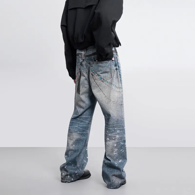 COOLALPACA Jeans Unisex Dirty Dyed Blue-4