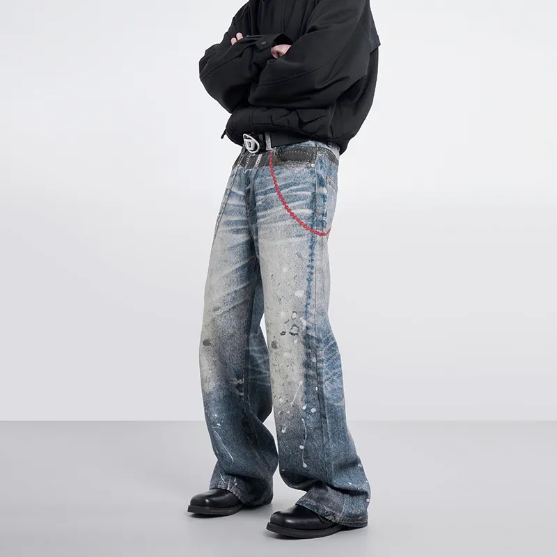 COOLALPACA Jeans Unisex Dirty Dyed Blue-3