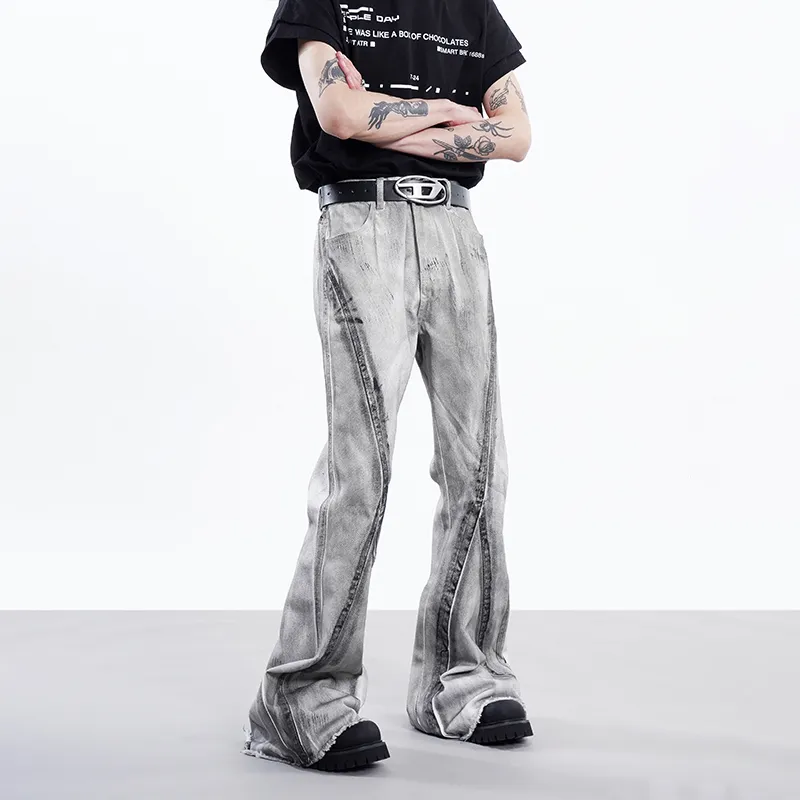 COOLALPACA Loose Fit Bootcut Floor Length Jeans Unisex-3