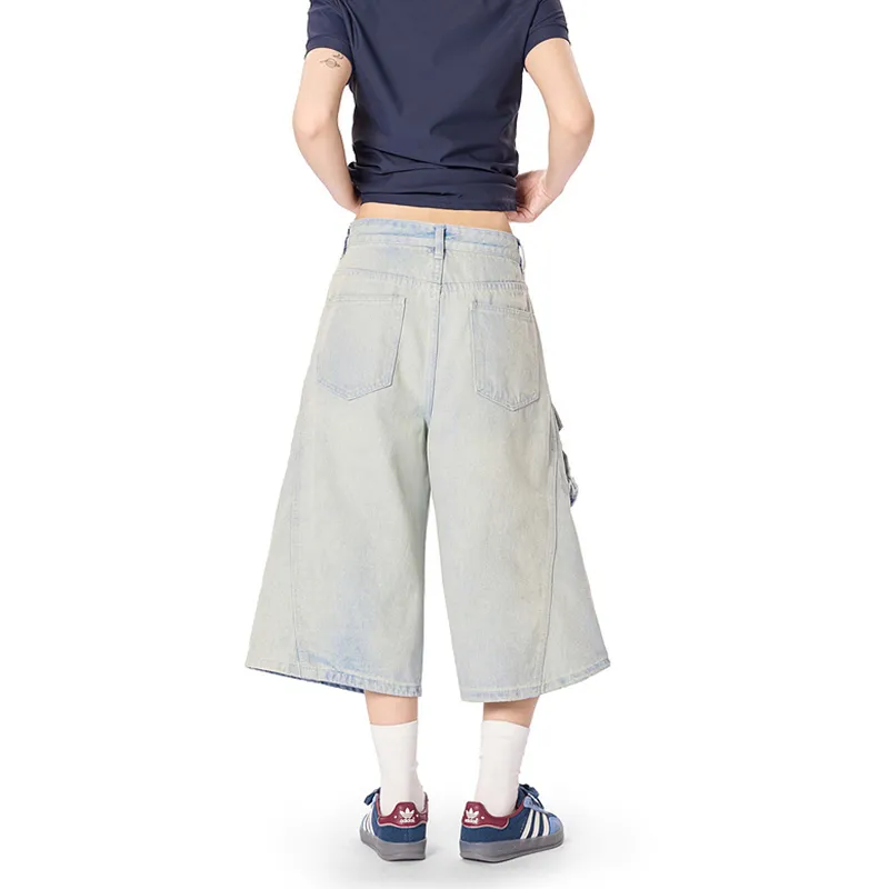 COOLALPACA Denim Shorts Unisex Blue-4