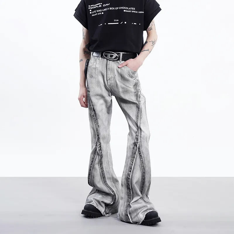COOLALPACA Loose Fit Bootcut Floor Length Jeans Unisex-2