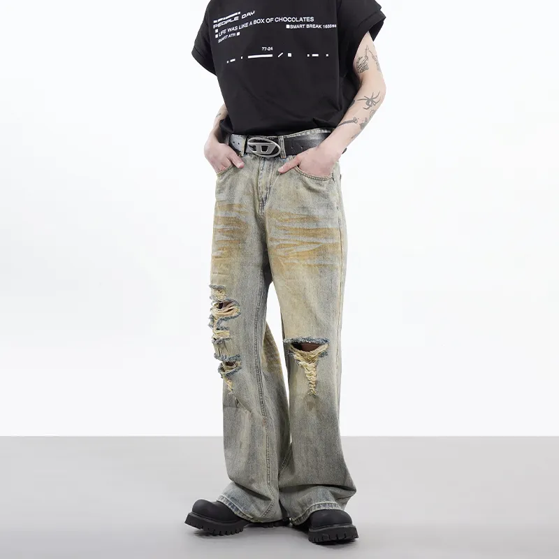 COOLALPACA Loose Fit Bootcut Jeans Unisex Rusty Blue-3
