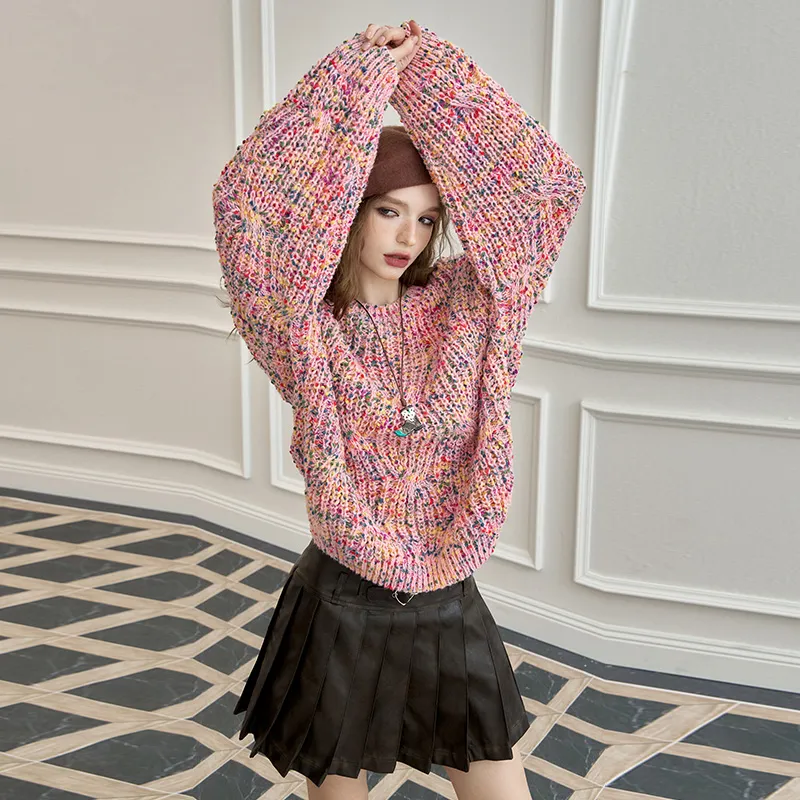 ELF SACK Sweater Women's Multicolor Dots Pink-3