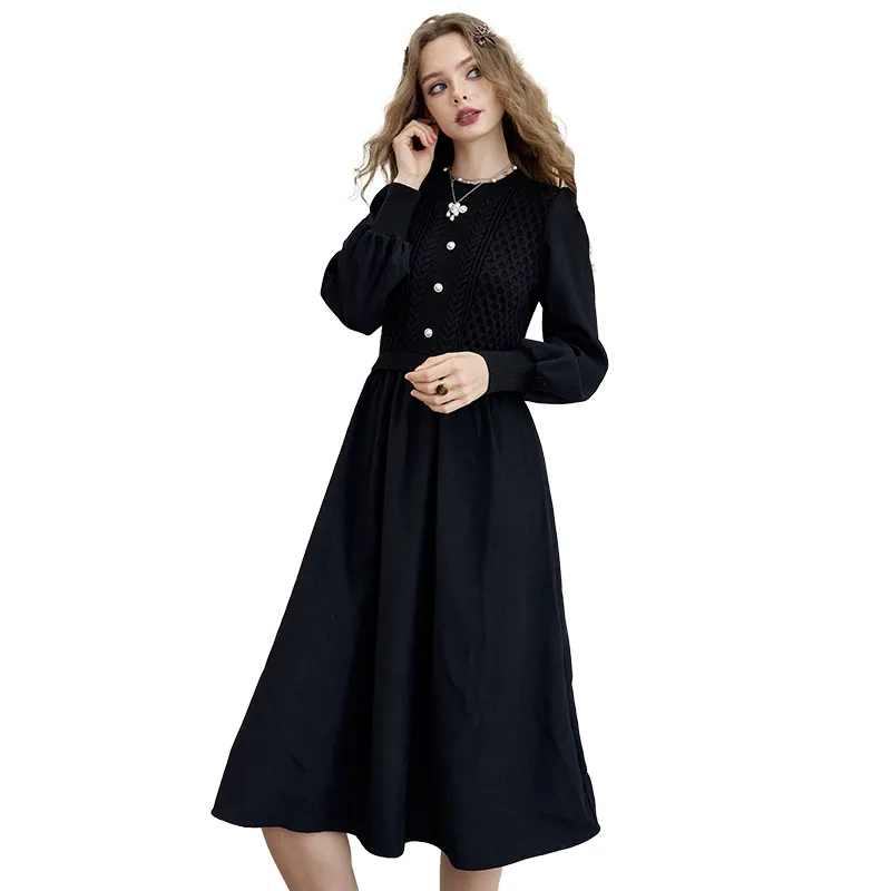 ELF SACK Long Sleeved Dress Women's Black-0