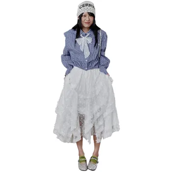 ELF SACK Shirts Women's Blue Plaid Color