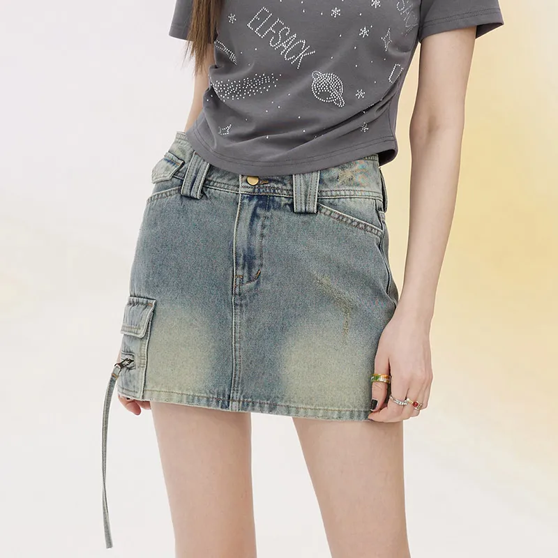 ELF SACK Denim Short Skirts Women's-1