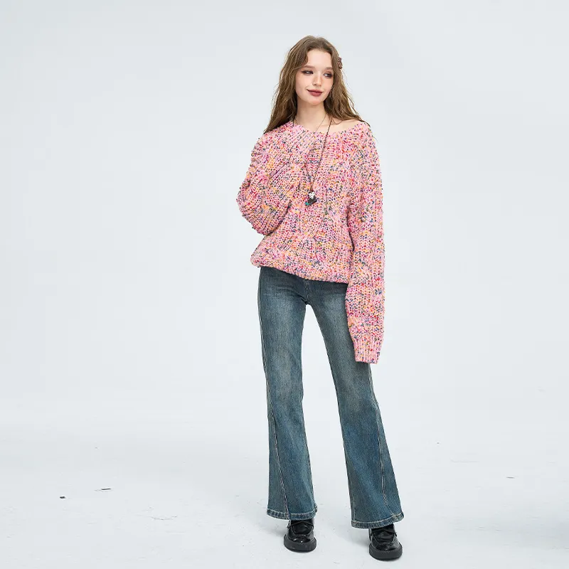 ELF SACK Sweater Women's Multicolor Dots Pink-4