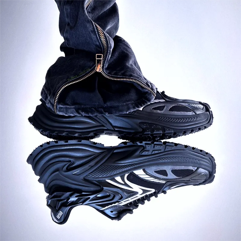 OGR Wear Resistant Breathable Height Increasing Low Top Running Shoes Unisex Black Silver-7