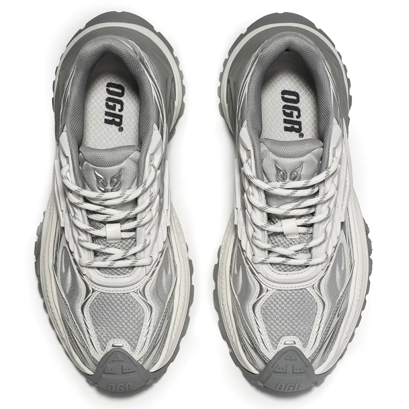 OGR Abrasion Resistant Breathable Height Increasing Low Top Running Shoes Unisex Beiya Silver-2