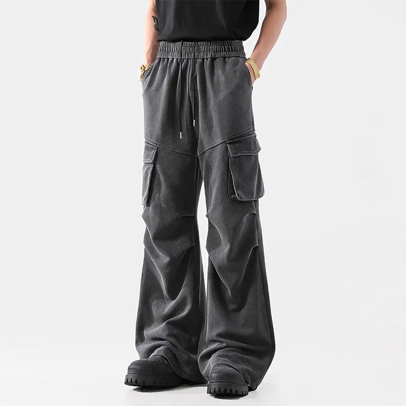 OCTO GAMBOL Casual Pants Unisex Washed Gray-3