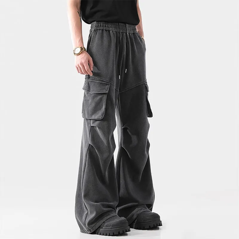 OCTO GAMBOL Casual Pants Unisex Washed Gray-2