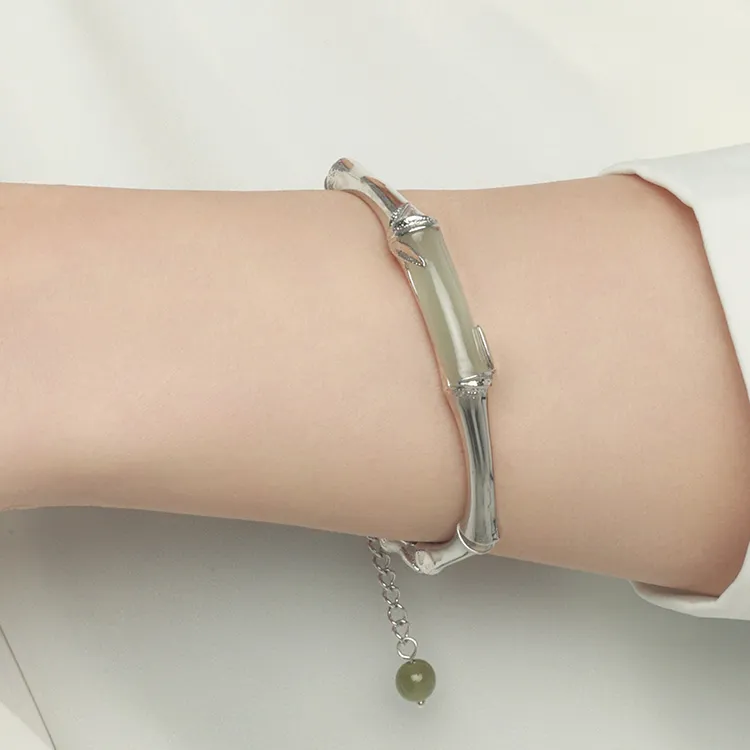 EZRA Hetian Jade Hetian Jade Bangles Unisex Pale Greenish White Jade-3