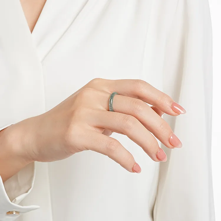 EZRA Bean Type Jadeite Rings Unisex-4