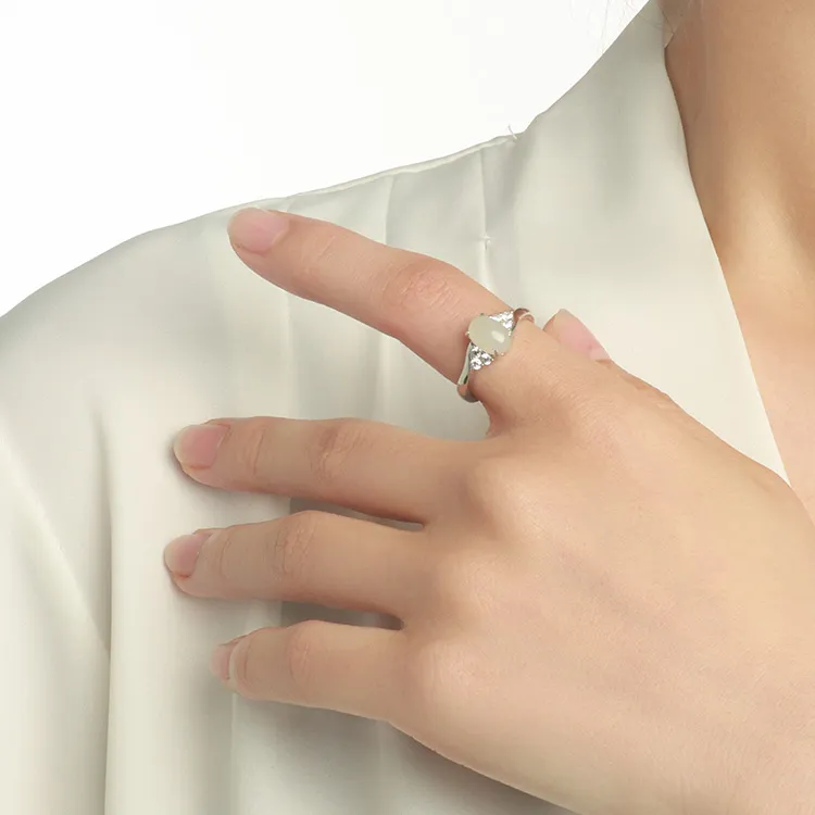 EZRA Hetian Jade Hetian Jade Rings Unisex White Jade-2