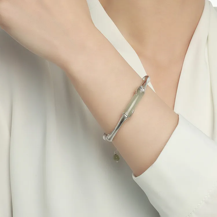 EZRA Hetian Jade Hetian Jade Bangles Unisex Pale Greenish White Jade-2