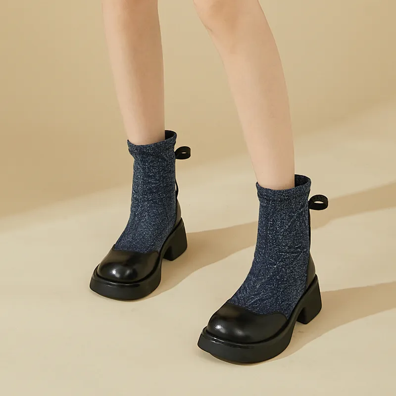 DAPHNE Ankle Boots Women's Black/Blue-10