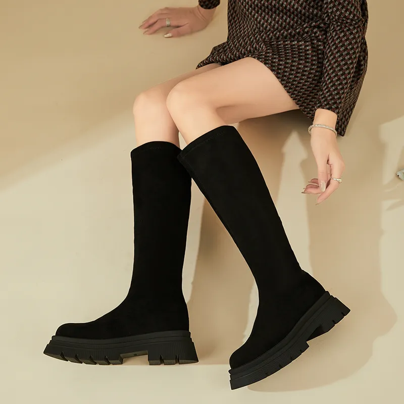 DAPHNE Knee high Boots Women's Black/Yellow-4