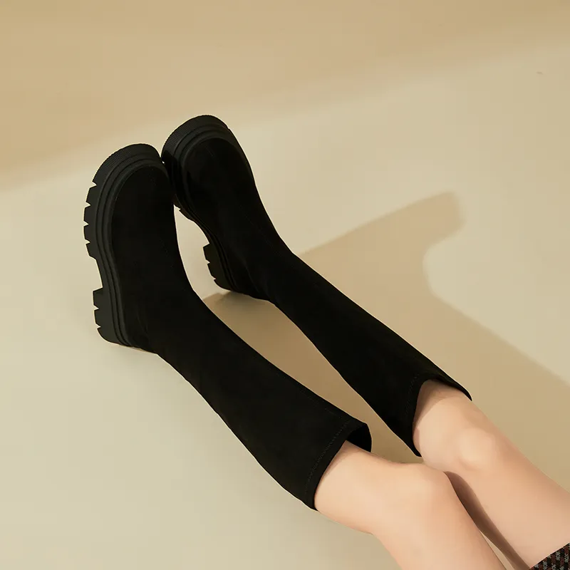 DAPHNE Knee high Boots Women's Black/Yellow-5