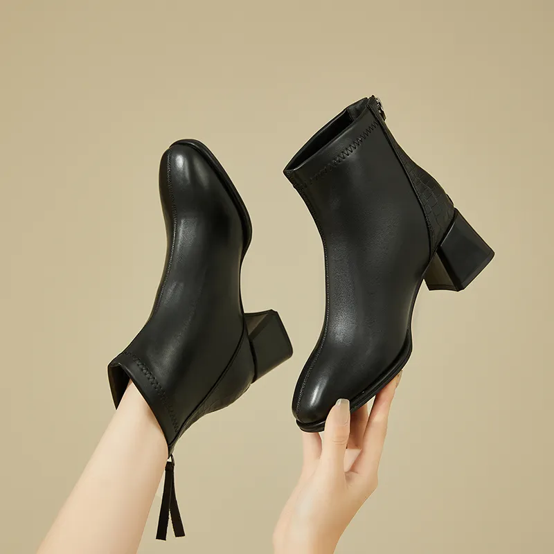 DAPHNE Ankle Boots Women's Black/Beige-4