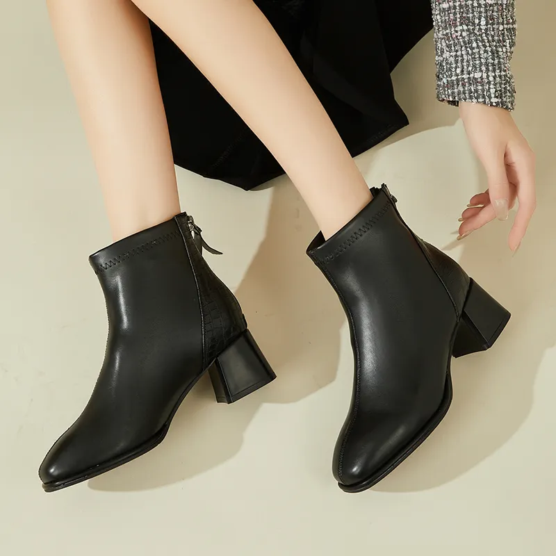 DAPHNE Ankle Boots Women's Black/Beige-6
